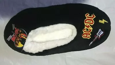 Buy Ac/dc Embroidered Black Fuzzy Babba Slipper Socks Size M/l 7 1/2 - 9 Ladies Nwt • 5.36£