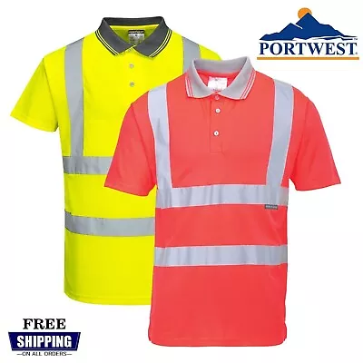 Buy Portwest Hi Viz Polo T-Shirt High Visibility Breathable Safety Security Workwear • 18.99£