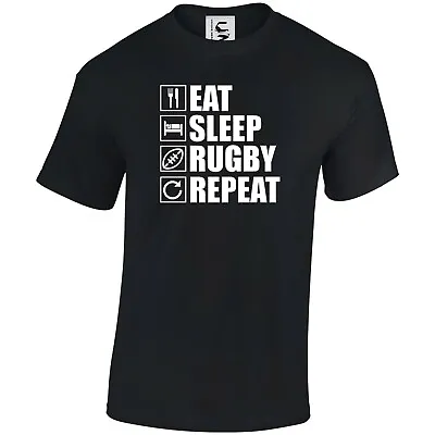 Buy Eat Sleep Rugby Repeat Rugby Player Gift   T-shirt All Sizes Adults Kids Colours • 9.99£