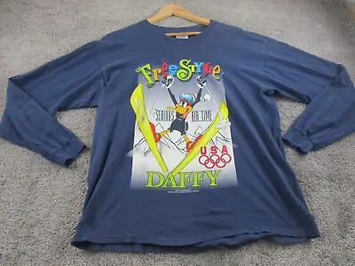 Buy USA Olympics Daffy Duck Ski Freestyle T Shirt XL Hanes Beefy USA Made VTG 90's • 154.93£