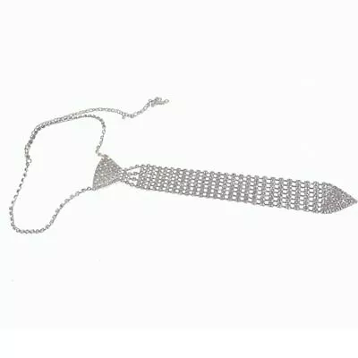 Buy Women Fashion Glitter Rhinestones Necktie With Extended Chain Neck Jewelry • 7.15£
