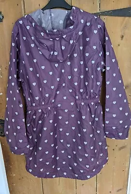 Buy Golddigga Purple & White Heart Rain Coat Jacket Anorak Cagoule Size 10 UK • 10.99£