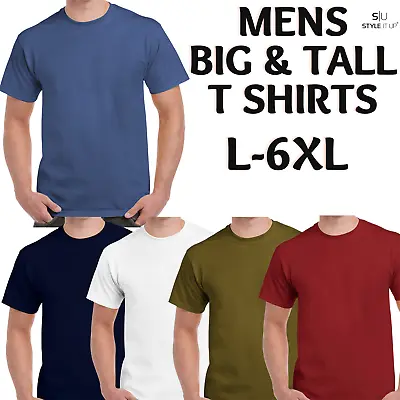 Buy Mens Plus Size Big & Tall 100% Cotton T-Shirt Casual Regular Crew Neck Plain Tee • 6.99£