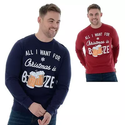 Buy Mens Novelty Funny Christmas Jumper Xmas Sweatshirt Sweater All I Want Is Booze • 15.99£