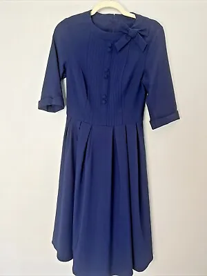 Buy Women’s XS Dress Hell Bunny Vixen Navy Blue Vintage Look Sexy But Refined • 23.62£