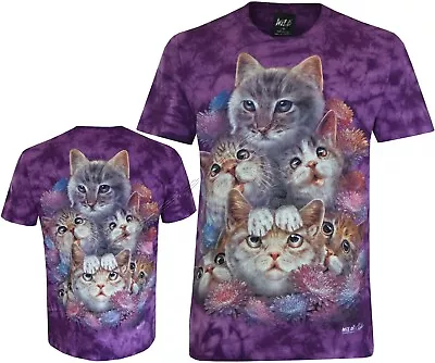 Buy Tie Dye T-Shirt Kittens And Flowers Cute Playful Baby Cats Glow In Dark By Wild • 15.99£