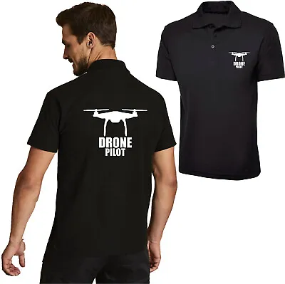 Buy Drone Pilot Left Chest & Back Polo Shirt Drone Work Wear Front And Back Gift Top • 14.99£