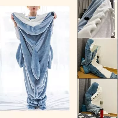 Buy Hoodie Fabric Shark Blanket Wearable Blanket Shawl Blanket Shark Sleeping Bag • 25.56£