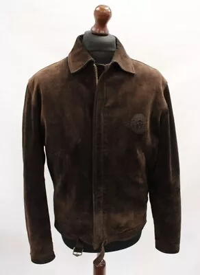 Buy Men's VERSACE JEANS COUTURE Dark Brown Suede Leather Bomber Jacket Size L - BD1 • 0.99£
