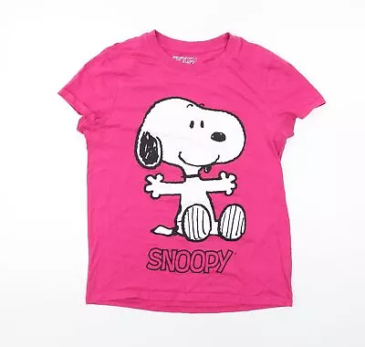 Buy Snoopy Womens Pink Cotton Basic T-Shirt Size 2XS Crew Neck • 5.50£