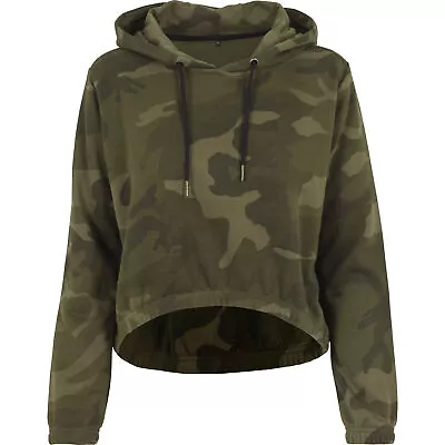Buy Build Your Brand Womens/Ladies Camo Cropped Hoodie RW6470 • 24.49£
