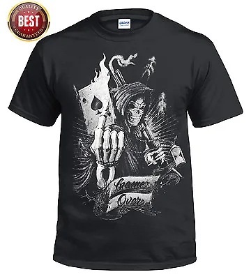 Buy OFFICIAL Game Over T Shirt Reaper Skull Goth Card Poker Ace Metal Rock Music Top • 12.99£