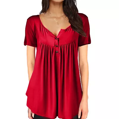 Buy Womens Casual V-neck Pullover Ladies Loose Tops Tunic Work T-Shirts Blouse Tee • 8.49£