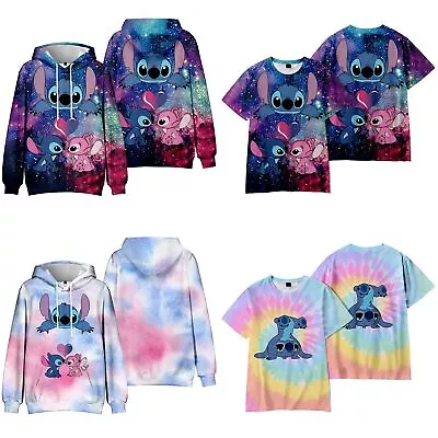 Buy Kids Adult Lilo Stitch Hoodies Sweatshirt Casual Short Sleeve T-shirt Tee Top UK • 11.02£