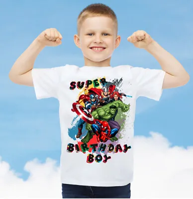 Buy Marvel Theme Birthday Family T Shirts Marvel Superheroes Birthday Kids And Adult • 8.50£