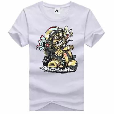 Buy Womens Girls Zombie Ridding Scooter Printed TShirt Short Sleeve Novelty Top Tees • 7.95£