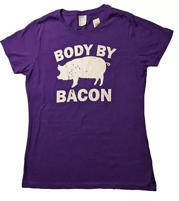 Buy Women's Body By Bacon T Shirt Size M Purple NWOT Bacon Lover T Shirt  Sz M • 18.64£