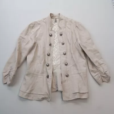 Buy Vanity Womens Linen Blend Jacket Medium Open Front Double Breasted Buttons • 21.78£