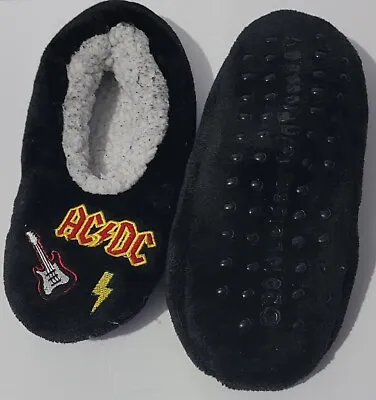 Buy AC/DC Black Sherpa Lined Non-slip Sock/slippers Women's Size 6 To 8 • 9.47£