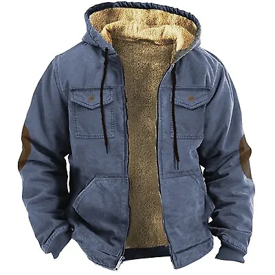 Buy Men's Winter Zip Up Hoodie Sherpa Fleece Sweatshirt Warm Thick Heavyweight Coats • 47.75£
