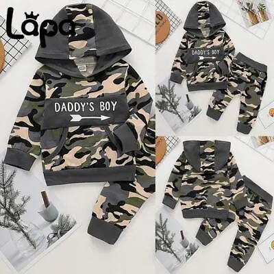 Buy Newborn Baby Boys Camo Tracksuit Outfit Hoodie Sweatshirt Tops Pants Set Clothes • 2.29£