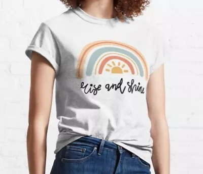 Buy Rainbow Rise And Shine T Shirt - Motivational T Shirt - %100 Premium Cotton • 12.95£