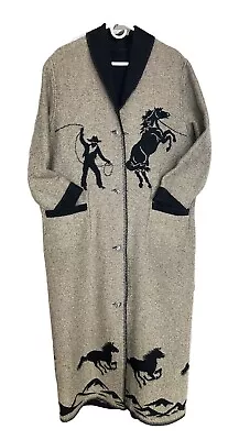 Buy Wooded River Long Blanket Duster Jacket Coat Womens Size M Western Cowboy Horses • 189.42£