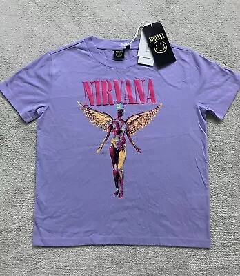 Buy Genuine Official Nirvana Lilac Angel T Shirt Small Brand New With Tags • 11£