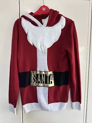 Buy Mens Next Santa Xmas Jumper Hooded Hoodie - Size XS • 5.94£
