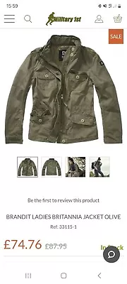 Buy Brandit Ladies Military Field Jacket Size 12/14 • 25£