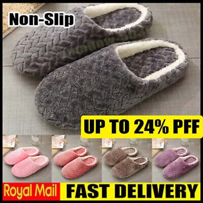 Buy Mens Womens Ladies Slippers House Shoes Slip On Slippers Soft Plush Lined UK 4~8 • 5.08£