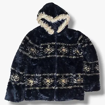 Buy NWD New Woman Design Faux Fur Fleece Jacket Hoodie Large L Womens Oversized • 11.95£