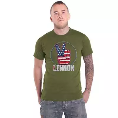 Buy John Lennon Peace Fingers US Flag T Shirt • 17.95£