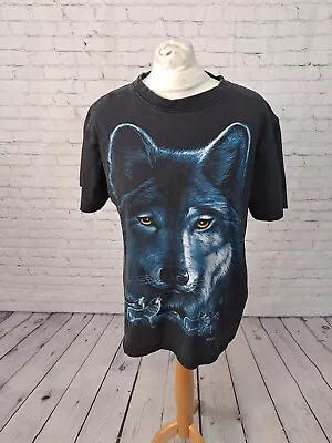 Buy Wild Black Wolf Print T Shirt Mens Size Medium (CM16) • 6.99£