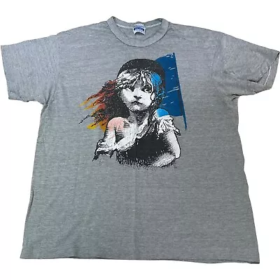 Buy Vintage Les Miserables T-Shirt XL 1986 Single Stitch Grey Short Sleeve Hanes • 28£