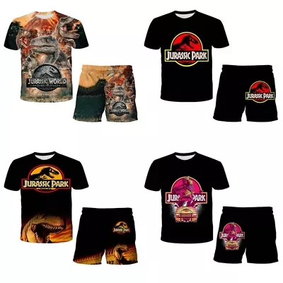 Buy Kids Jurassic Park World Dinosaur T-shirt Shorts Set Tracksuit Sportwear Outfit • 11.59£