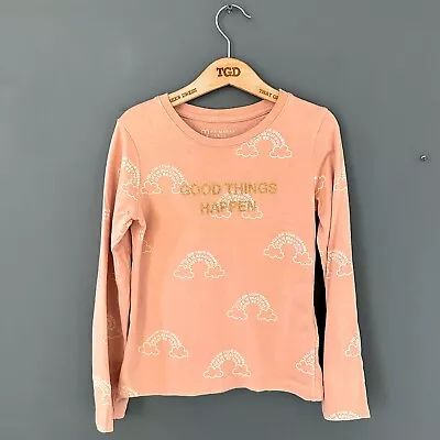 Buy Girls Pink Cloud Print Good Things Happen Long Sleeved T-Shirt Top Age 7-8 Years • 1£