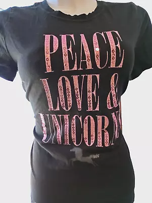Buy FADED Glory Cotton T-shirt -size XL 14/16 (PEACE LOVE UNICORN Print) • 4£