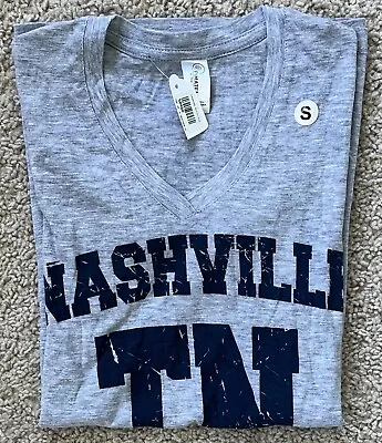 Buy NWT Nashville Tennessee TN Logo Gray & Blue Soft Cap Sleeve Womens T-shirt Jr. S • 19.89£