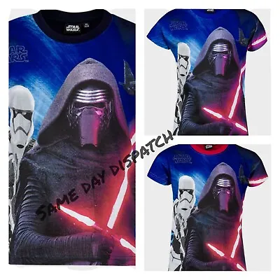 Buy Star Wars Boys Printed Cotton T-Shirt - Black/Blue/Red Collar - Age 6 Years • 5.99£