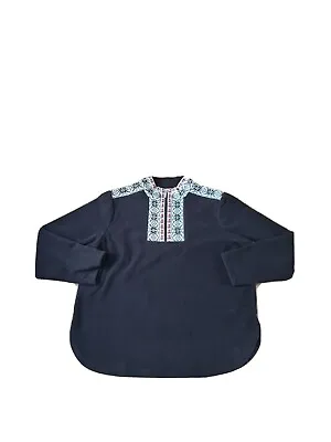 Buy L L Bean Fleece Jacket Vintage Quarter Zip Pattern Size Large Navy  • 14.99£