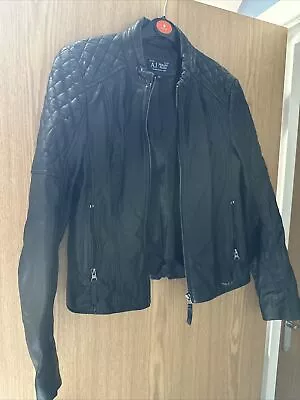 Buy Armani Jeans Women's Leather Jacket Black 100% Leather Size UK 10 Designer • 24.78£