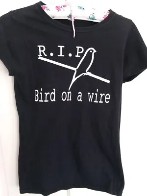 Buy Leonard Cohen RIP Bird On The Wire Black Rare T Shirt - Ladies Small VGC • 24.99£