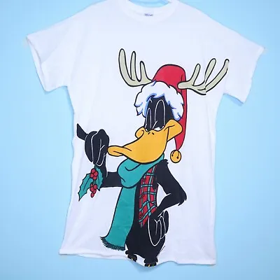 Buy Vintage 1994 Warner Bros. Looney Tunes Daffy Duck Christmas One Size T-shirt • 37.75£