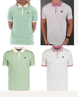 Buy FILA Men Borg Retro Vintage BB1 Ellery Wave Stripe Polo Shirt T Shirt M L XL 2XL • 14.99£