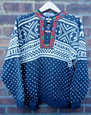Buy Sportique  Nordic Scandi Fiar Isle Ski Knit Sweater Pullover Dark Grey White Red • 40£