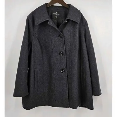 Buy London Fog Womens Lined Gray Pea Coat Wool Blend Heavy Winter Jacket Sz 3x • 46.18£