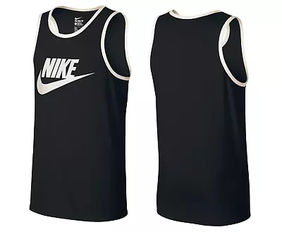 Buy Nike Vest Mens Tank Top T Shirt Gym Black/White M L XL Fast Free Postage • 16.99£