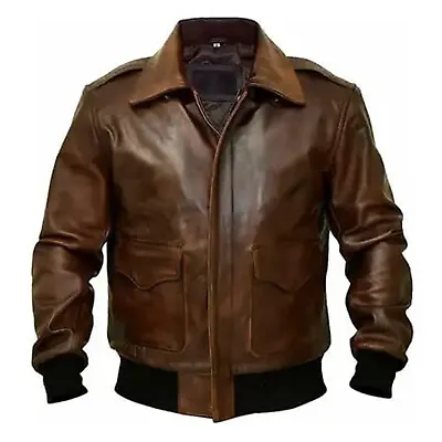 Buy Mens Real Leather Jacket Classic Collar Retro Zip Up Biker Style Smart Slim Fit • 124.99£