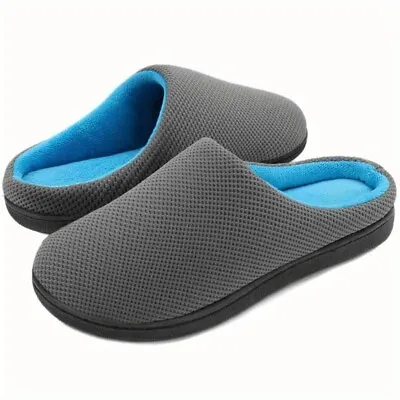 Buy Mens Slippers Grey/blue Mules Slide-ons Comfy Warm Plus Soft  EU 44-45 UK 9-10 • 6£